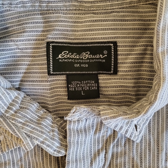 Eddie Bauer Men's Large S/S Shirt Lt Green and Beige - Picture 2 of 4